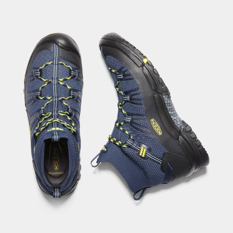 Keen ブーツ | キーンアクシスエボミッド トレッキング シューズ メンズ 青 / 黄色 / 黒 | 519342-EQO